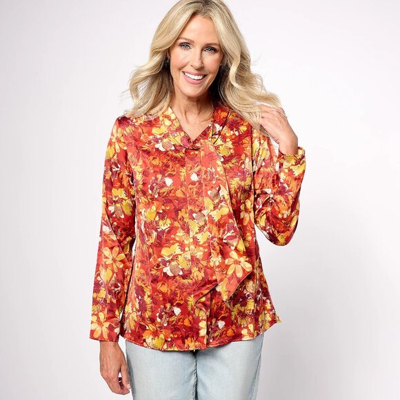 Brand New with tag QVC blouse with a tye bow Size 2X - Picture 1 of 6